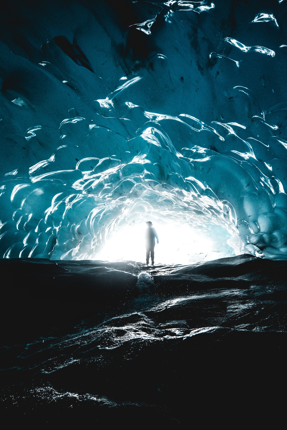 Glacial ice cave exploration